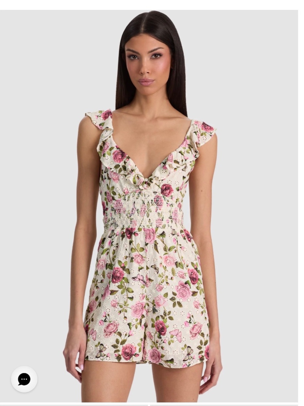 ALICE AND OLIVIA GEMMA ROMPER - GARDEN GOSSIP OFF WHITE